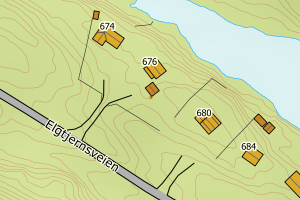 Kartbilde fra WMS-tjeneste av avviket
