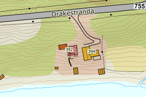 Kartbilde fra WMS-tjeneste av avviket