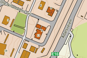 Kartbilde fra WMS-tjeneste av avviket