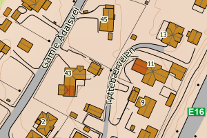 Kartbilde fra WMS-tjeneste av avviket