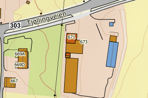 Kartbilde fra WMS-tjeneste av avviket
