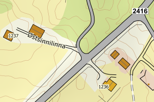 Kartbilde fra WMS-tjeneste av avviket