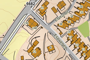 Kartbilde fra WMS-tjeneste av avviket