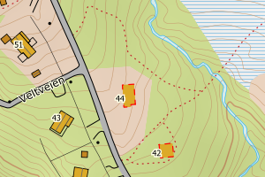 Kartbilde fra WMS-tjeneste av avviket