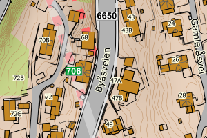 Kartbilde fra WMS-tjeneste av avviket