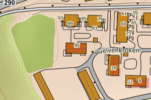 Kartbilde fra WMS-tjeneste av avviket