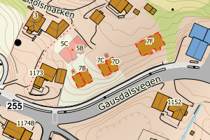 Kartbilde fra WMS-tjeneste av avviket