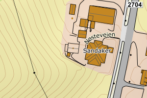 Kartbilde fra WMS-tjeneste av avviket
