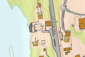 Kartbilde fra WMS-tjeneste av avviket