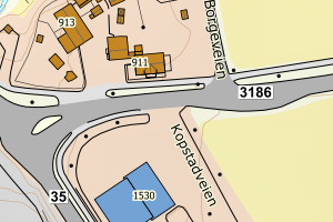Kartbilde fra WMS-tjeneste av avviket