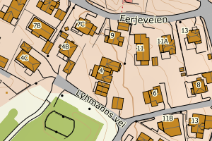 Kartbilde fra WMS-tjeneste av avviket
