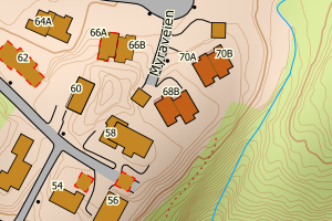 Kartbilde fra WMS-tjeneste av avviket