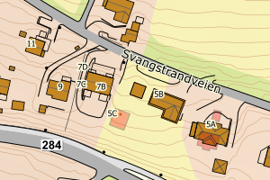 Kartbilde fra WMS-tjeneste av avviket