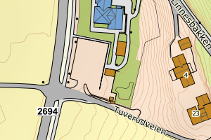 Kartbilde fra WMS-tjeneste av avviket