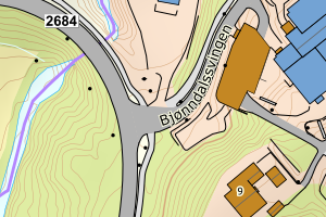 Kartbilde fra WMS-tjeneste av avviket