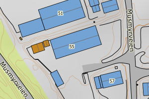 Kartbilde fra WMS-tjeneste av avviket