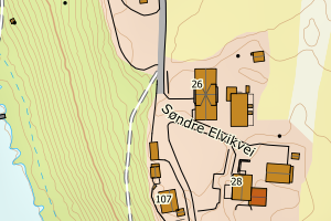 Kartbilde fra WMS-tjeneste av avviket