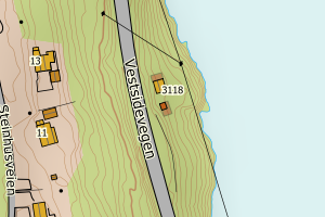 Kartbilde fra WMS-tjeneste av avviket