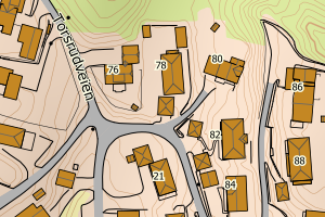 Kartbilde fra WMS-tjeneste av avviket