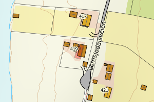 Kartbilde fra WMS-tjeneste av avviket