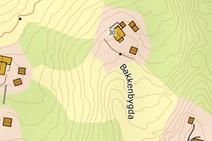 Kartbilde fra WMS-tjeneste av avviket