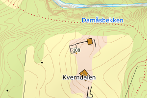 Kartbilde fra WMS-tjeneste av avviket