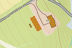Kartbilde fra WMS-tjeneste av avviket
