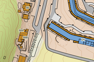 Kartbilde fra WMS-tjeneste av avviket