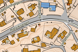 Kartbilde fra WMS-tjeneste av avviket