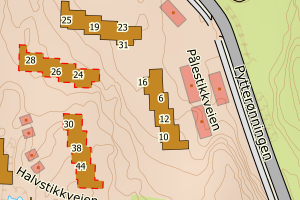 Kartbilde fra WMS-tjeneste av avviket