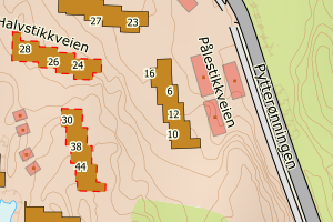 Kartbilde fra WMS-tjeneste av avviket