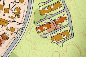 Kartbilde fra WMS-tjeneste av avviket