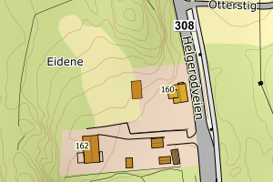 Kartbilde fra WMS-tjeneste av avviket
