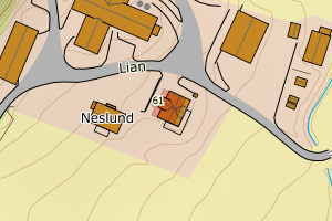 Kartbilde fra WMS-tjeneste av avviket