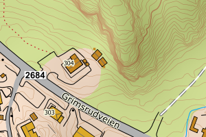 Kartbilde fra WMS-tjeneste av avviket