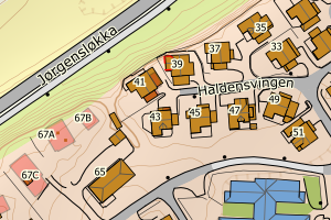 Kartbilde fra WMS-tjeneste av avviket