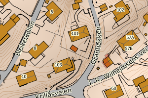 Kartbilde fra WMS-tjeneste av avviket