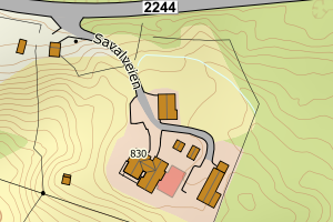 Kartbilde fra WMS-tjeneste av avviket