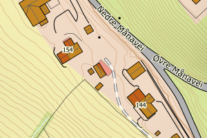 Kartbilde fra WMS-tjeneste av avviket