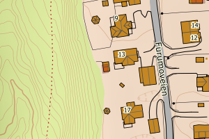 Kartbilde fra WMS-tjeneste av avviket