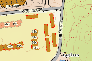 Kartbilde fra WMS-tjeneste av avviket
