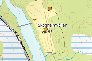 Kartbilde fra WMS-tjeneste av avviket