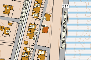Kartbilde fra WMS-tjeneste av avviket