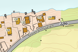 Kartbilde fra WMS-tjeneste av avviket