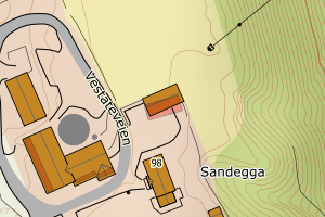 Kartbilde fra WMS-tjeneste av avviket