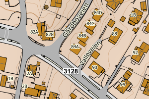 Kartbilde fra WMS-tjeneste av avviket