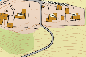 Kartbilde fra WMS-tjeneste av avviket