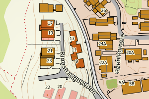 Kartbilde fra WMS-tjeneste av avviket