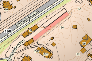 Kartbilde fra WMS-tjeneste av avviket