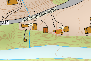 Kartbilde fra WMS-tjeneste av avviket